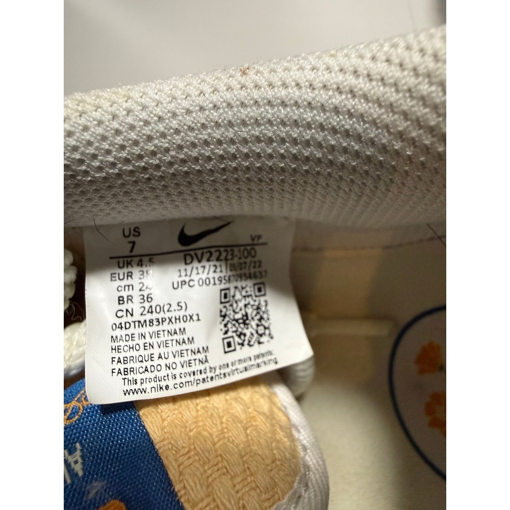 Nike Air Force 1 Low Women's "Los Angeles" DV2223-100 Beige Blue Size 7 - Picture 7 of 7